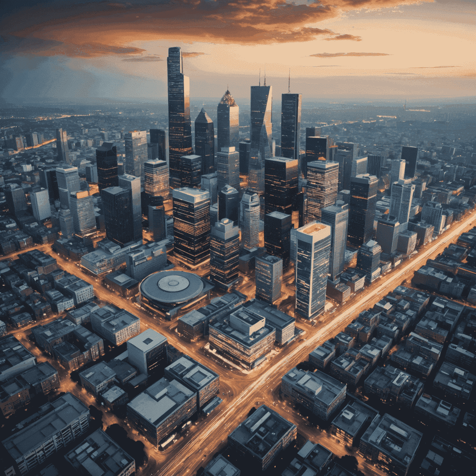 Aerial view of Johannesburg skyline with digital overlay representing smart city technologies